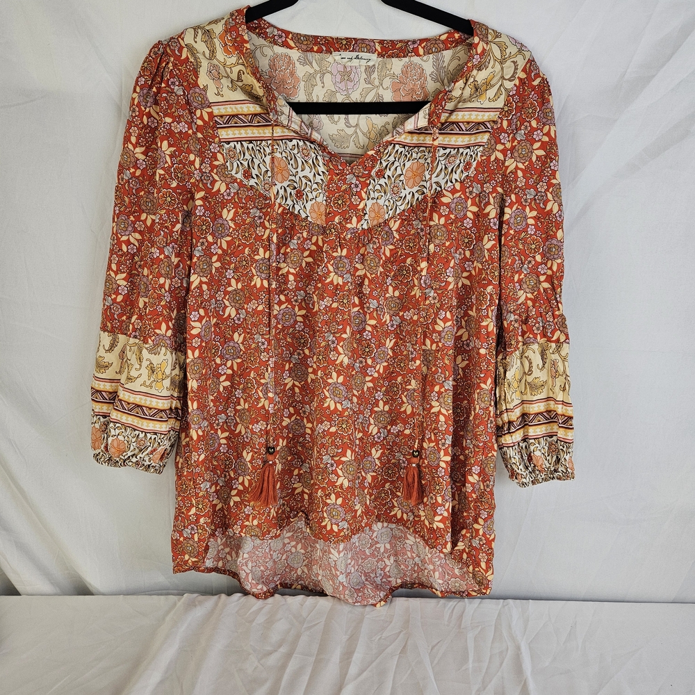 Floral Red Bohemian Blouse